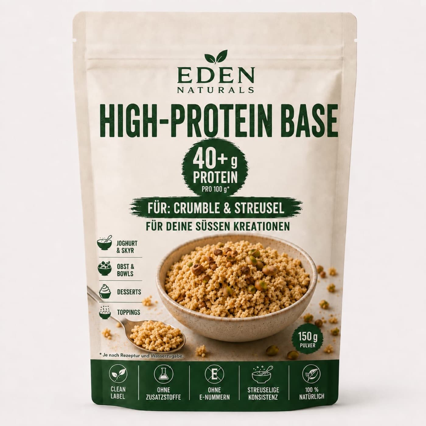 High-Protein Base 40+ · Crumble & Streusel